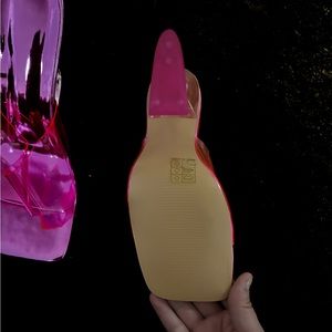 Hot pink clear heels with triangular heel, SHIEN
